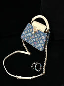 Luxury Denim Embellished Capucines Mini Bag