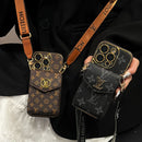 Lou Classic Leather iPhone Case With Card Wallet And Strap