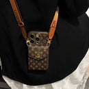 Lou Classic Leather iPhone Case With Card Wallet And Strap