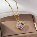 French Luxe Red Heart Pendant Necklace – Dainty Glamour with Full Rhinestones accessories