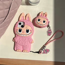 Cute Cartoon Labubu Zimomo Silicon Case | Brown Pink - iPhone Case
