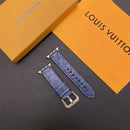 Leather Monogram Apple Watch Bands Leather Blue-YH24422