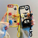 3D Cartoon Labubu Fur Phone Case for Samsung With Strap Plush Kuromi Toy Soft Cover