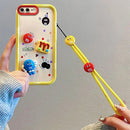 3D Cartoon Labubu Fur Phone Case for Samsung With Strap Plush Kuromi Toy Soft Cover