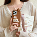 Cute Cartoon Labubu 3d Silicon Case | Brown Pink - iPhone Case