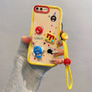 3D Cartoon Labubu Fur Phone Case for Samsung With Strap Plush Kuromi Toy Soft Cover