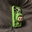 Cute Cartoon Labubu Zimomo Silicone with Stand | Brown/Pink - iPhone Case