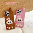 Cute Cartoon Labubu 3d Silicon Case | Brown Pink - iPhone Case