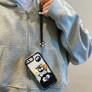 3D Cartoon Labubu Fur Phone Case for Samsung With Strap Plush Kuromi Toy Soft Cover