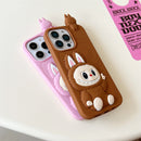 Cute Cartoon Labubu 3d Silicon Case | Brown Pink - iPhone Case