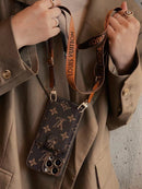 Advanced leather iPhone Case With Card Wallet And Strap