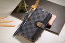 Lou Monogram Wallet Case for iPhone – Black Checkerboard