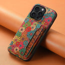 Vintage  Floral seasons Leather Wallet Case  – Boho Chic Protection for iPhone Case