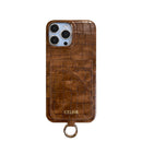 Alligator Print Celine iPhone Case With Card Holder And Strap Blcak -EYP241415
