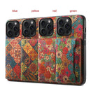 Vintage  Floral seasons Leather Wallet Case  – Boho Chic Protection for iPhone Case