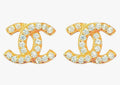 Double c logo stud with zirconia gold tone