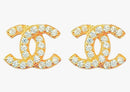 Double c logo stud with zirconia gold tone