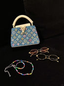 Luxury Denim Embellished Capucines Mini Bag