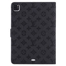 3D Embossed Canvas Monogram Holster Apple iPad Flip Cover With Stand Function