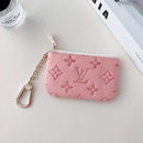 Colorful LV-Inspired Embossed Coin Pouch Collection with Chain Clip