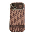 CD White & Brown Color Leather iPhone Case