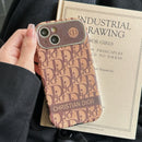 CD White & Brown Color Leather iPhone Case