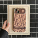 CD White & Brown Color Leather iPhone Case