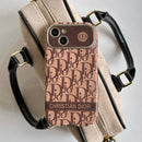 CD White & Brown Color Leather iPhone Case