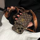 Lou Classic Leather iPhone Case With Card Wallet And Strap