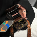 Lou Classic Leather iPhone Case With Card Wallet And Strap