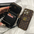 Lou Classic Leather iPhone Case With Card Wallet And Strap
