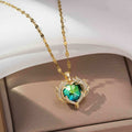 French Luxe Red Heart Pendant Necklace – Dainty Glamour with Full Rhinestones accessories