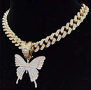 Ice out Bling Butterfly pendant Necklace