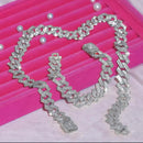 Iced out Exquisite Sliver Necklace Bracelet Set