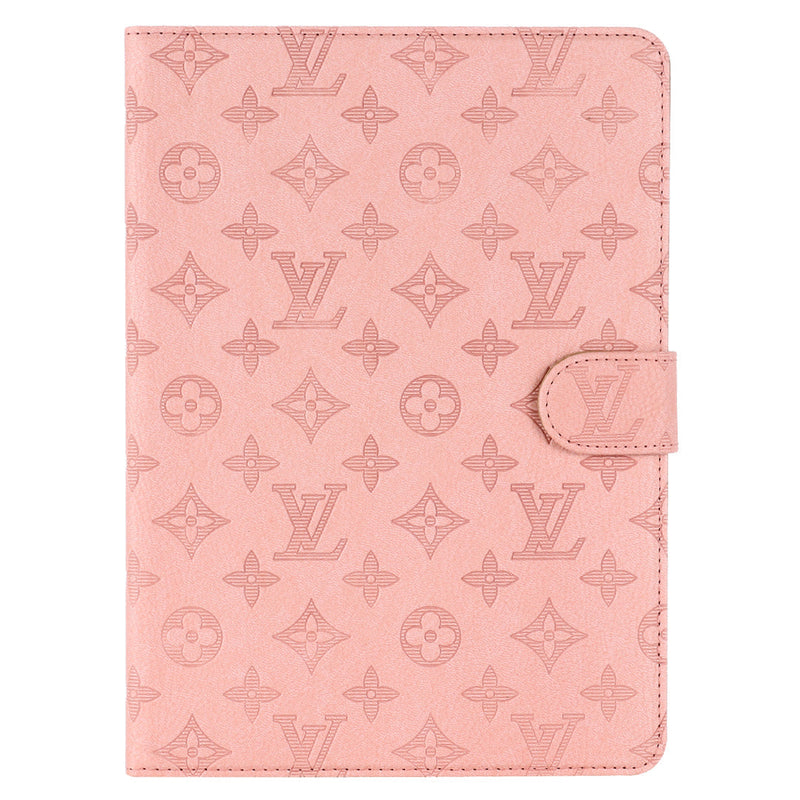 3D Embossed Canvas Monogram Holster Apple iPad Flip Cover With Stand Function