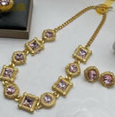 Designer Brand Pink Diamond Necklace Earrings Set