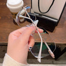 WOMEN'S LARGE FRAME DIAMOND RIMLESS ANTI-BLUE LIGHT PRESBYOPIA GLASSES