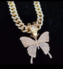 Ice out Bling Butterfly pendant Necklace