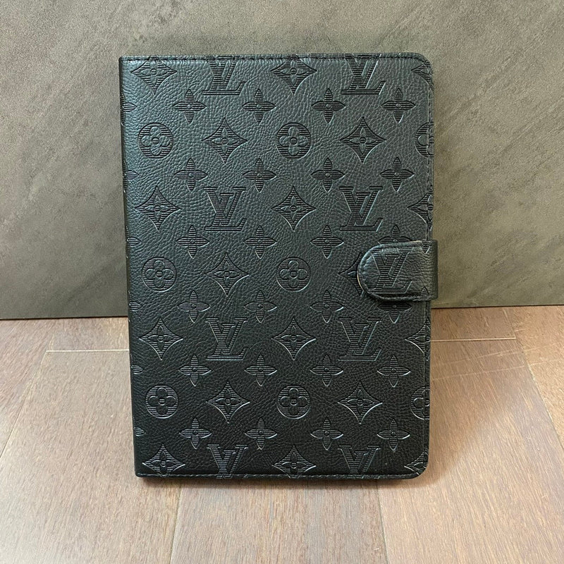 3D Embossed Canvas Monogram Holster Apple iPad Flip Cover With Stand Function