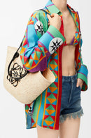 Luxurious Palm Leaf and Natural Tan LYW Basket