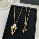 New 18k Gold plated Transparent Gemstone Necklace