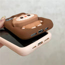 Cute Cartoon Labubu Zimomo Silicone with Stand | Brown/Pink - iPhone Case
