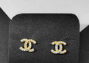 Double c logo stud with zirconia gold tone