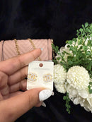 Double C gold plated with zircon earrings