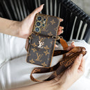 Lou Classic Leather Samsung Case With Card Wallet And Strap