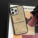 Coach iPhone Case With Card Holder Wallet Coffee  -SZK240425