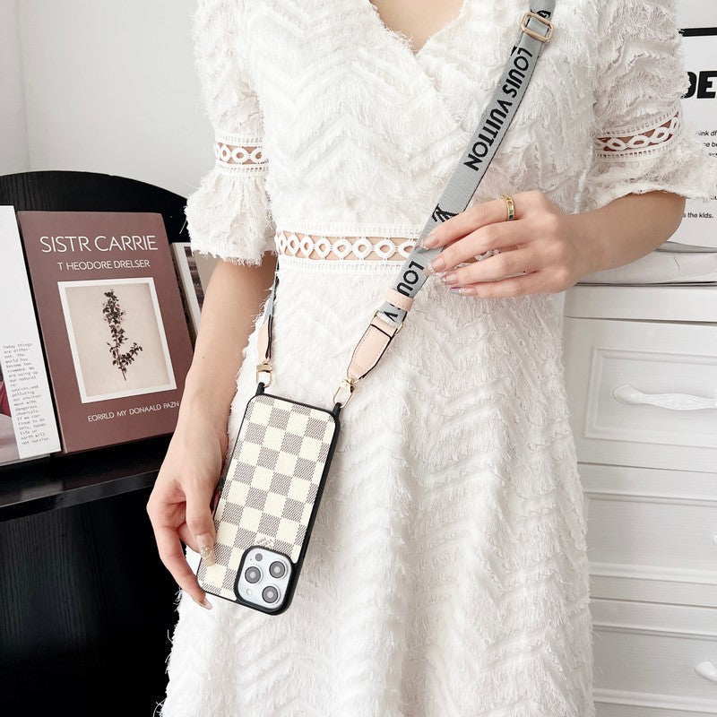Lou Black & White Crossbody iPhone Case