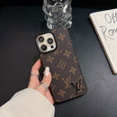 Lou Black Logo Leather iPhone Case