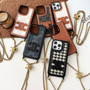 CE Gold Chain Leather iPhone 16 Case
