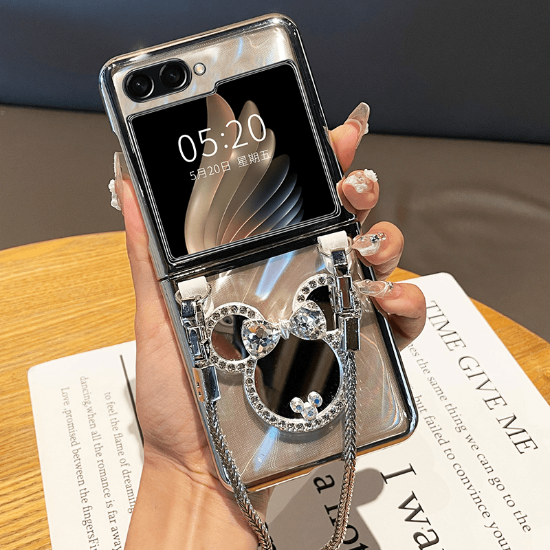 Samsung Makeup Mirror Hand Silver Chain Galaxy Z Flip 6/5/4/3 Case